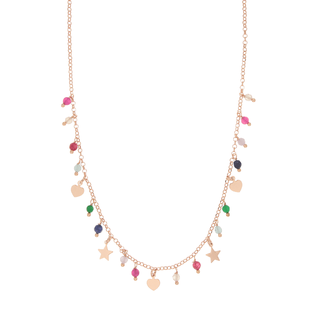 Charms and coloured stones necklace